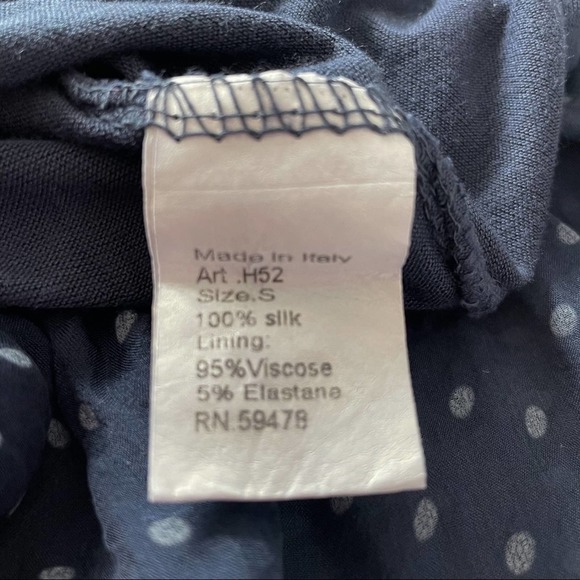 Polka Dot pin up style Bubble Hem Silk Blouse NEW with tags Women Size S - Picture 9 of 11